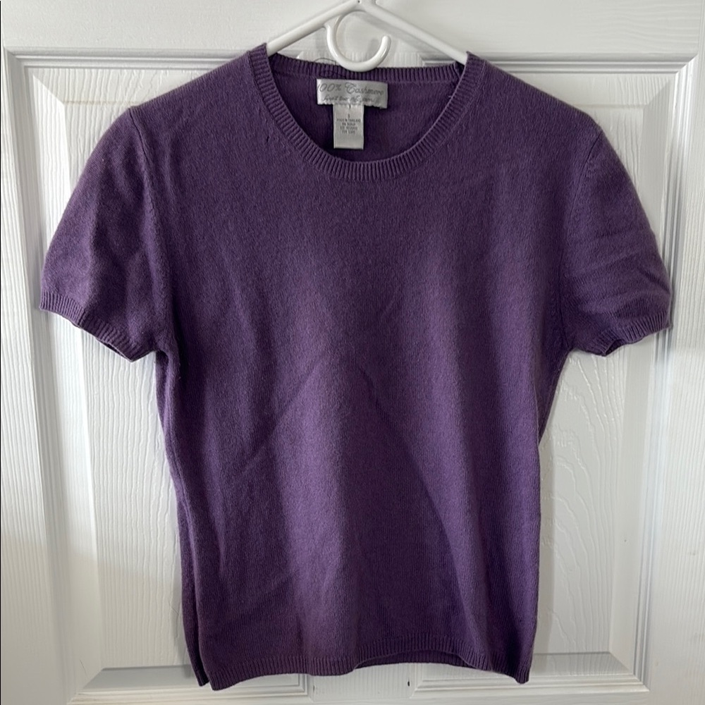Purple Short Sleeve Cashmere Sweater
